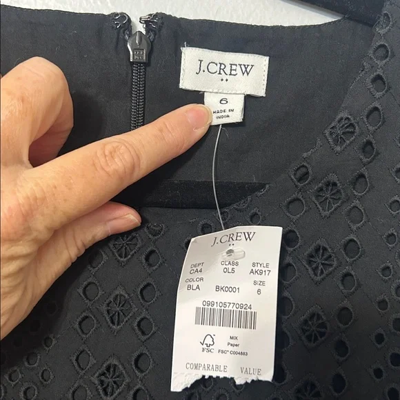 NWT J.Crew Black Eyelet Midi Dress Ruffle Hem Size 6 - Picture 3 of 6